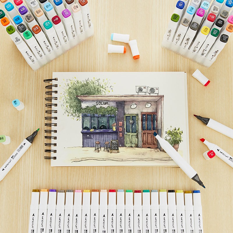 

kuas lukis/spidol desain profesional 12/24/36/48/60 warna ujung ganda