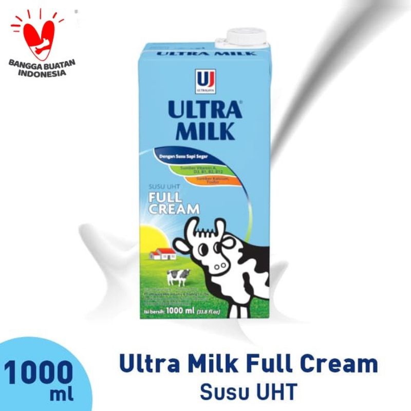 

Ultra Milk UHT Full Cream 1000ml Susu Plain 1 Liter 1L