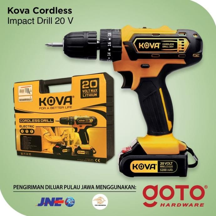 Kova Cordless Impact Drill 20 V Bor Baterai Tembok Termurah