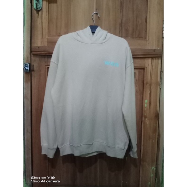 hoodie second original size XL coklat cream