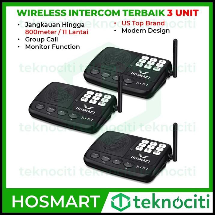 Hosmart Wireless Intercom Fm 7 Channel - 3 Unit Station Interkom Hy777