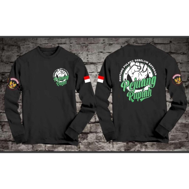 LP12 / KAOS LENGAN PANJANG PEJUANG RUPIAH LOGO HIJAU / KAOS PRIA