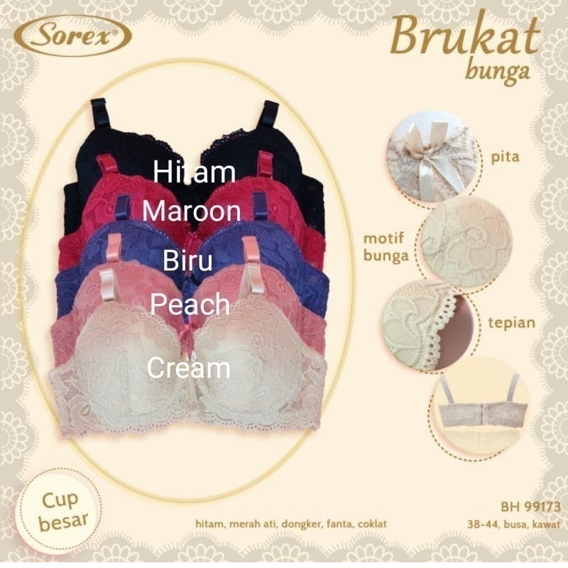 gof SOREX BRA FASHION Pakaian Dalam Wanita Bh Kawat Busa Tipis Cup Besar