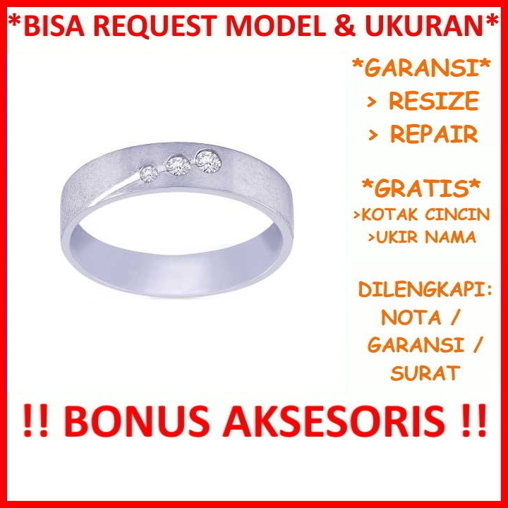 Garansi Silver Asli Bisa Pesan Model Gratis Ukir Nama Cincin Kawin Perak Nikah Tunangan ID373