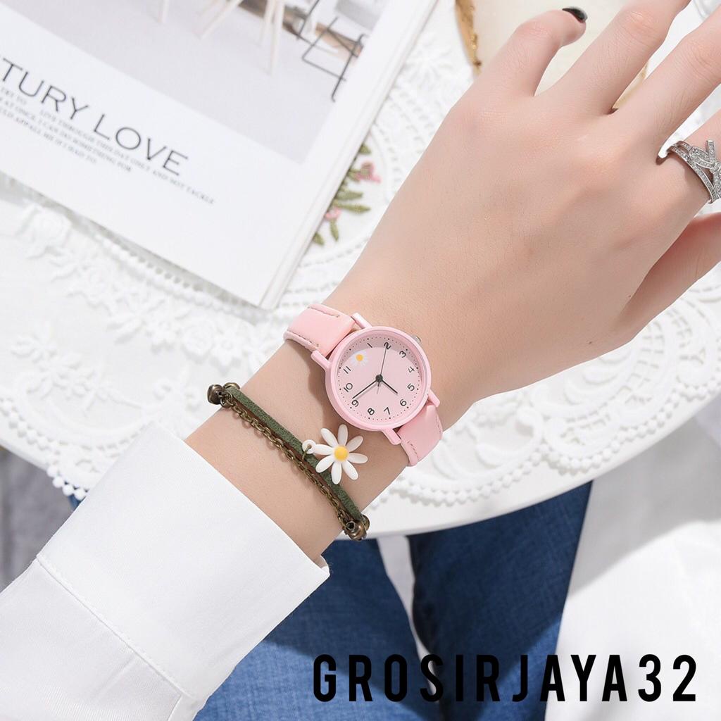 JAM TANGAN WANITA ASTRY DAISY ANALOG WATCH KALEP SINTESIS PU KOREAN FASHION