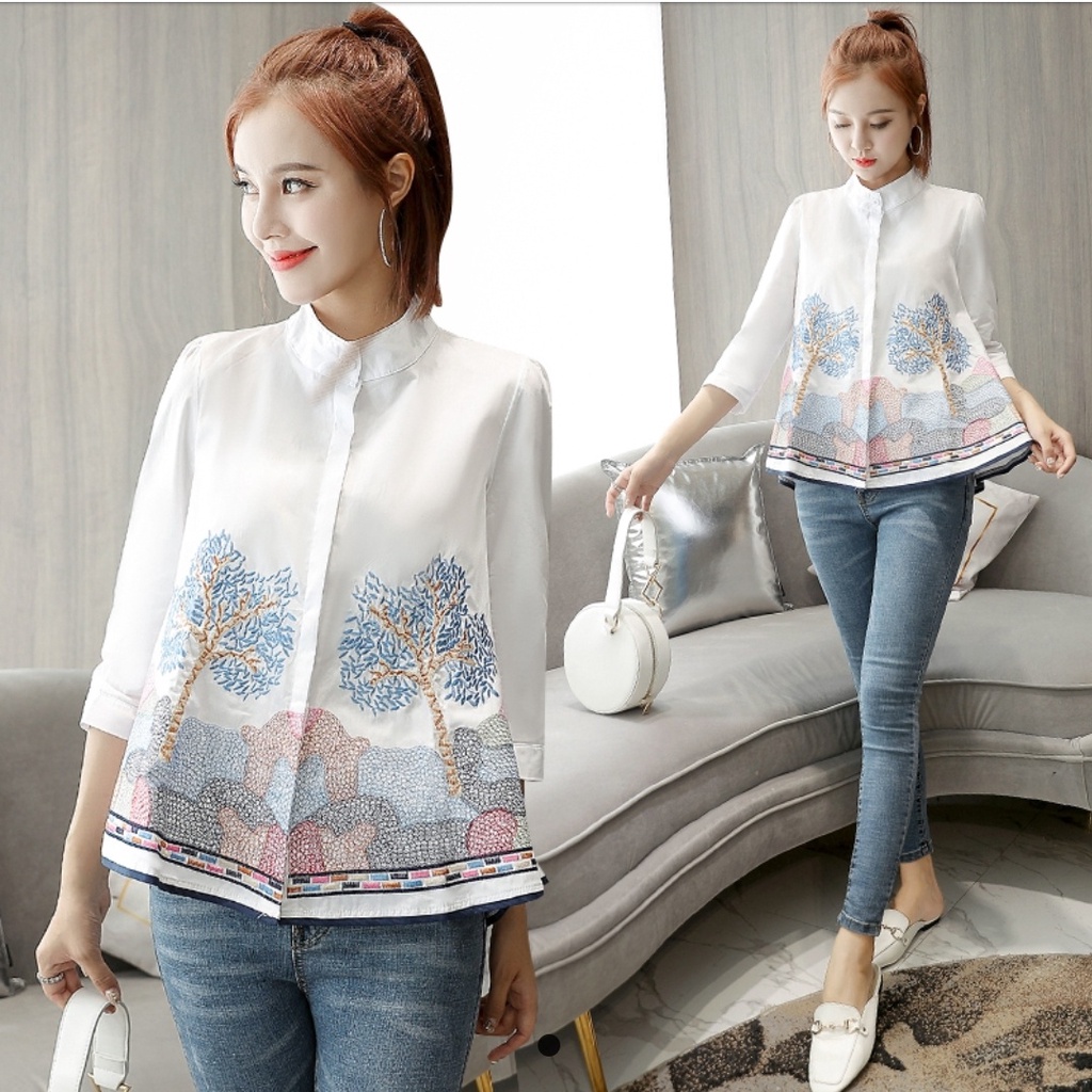 [MCFK] Blouse Daila / Blouse Korea / Blouse Motif / Atasan Wanita / Fashion Wanita / Blouse