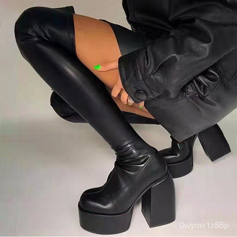 chunky platform knee high boots