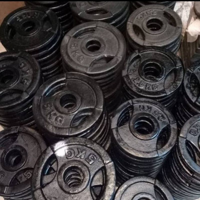 Alat Fitness Dumbell Plate Besi Berkualitas 10kg +2stik pendek 35cm