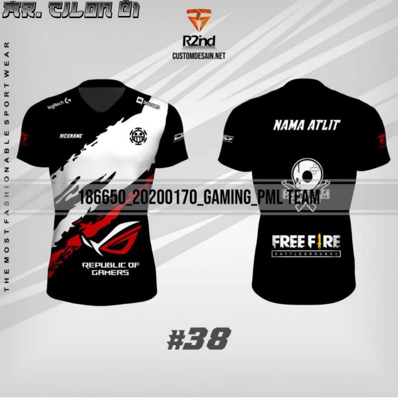 jersey baju kaos gaming free fire printing custom