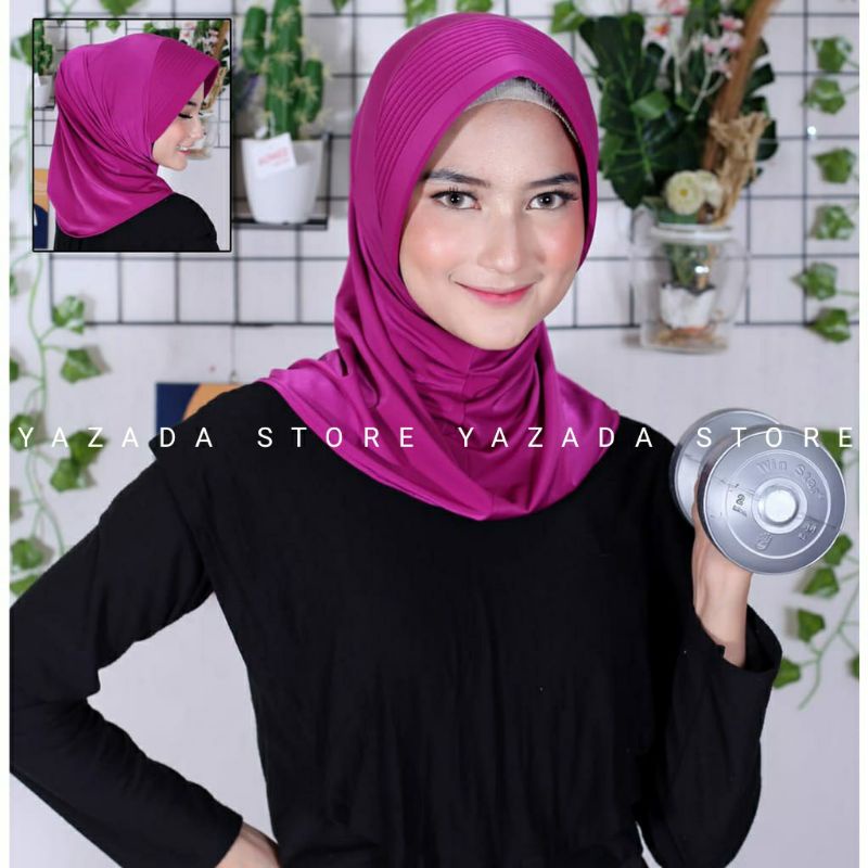 Kerudung Bergo Sport Glossy Pet Tebal