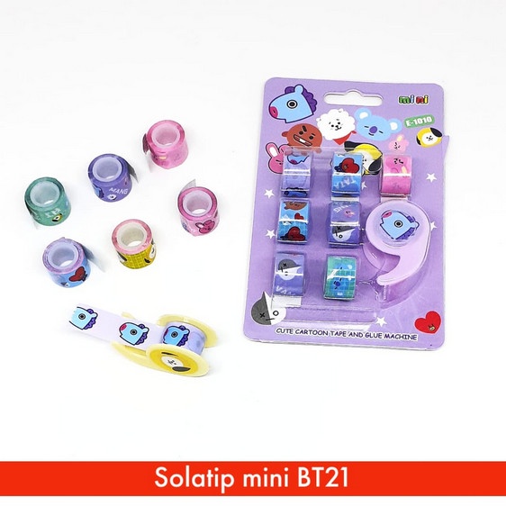 

Promo Bulan Ini Solatip Bt21 Bts Kpop Set Mini Dispensers + 7 Refills Decotape Set Promo