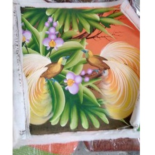 lukisan panorama alam burung jalak  Bali