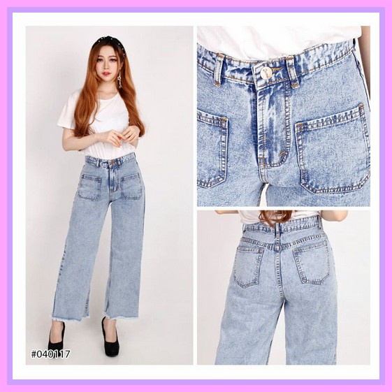 Camre Love Jeans Celana Jeans Wanita Terbaru, Celana Jeans Kulot Sablon Love Kekinian, Ootd Wanita F