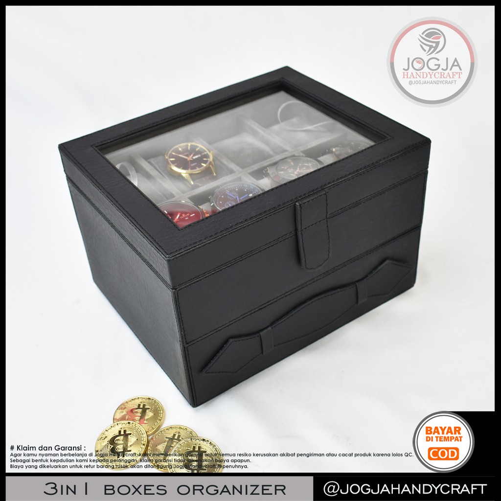 Box Kotak Jam Tangan Jumbo isi 8 mix Laci Tempat Perhiasan Susun / Box penyimpanan jam / Watch Box