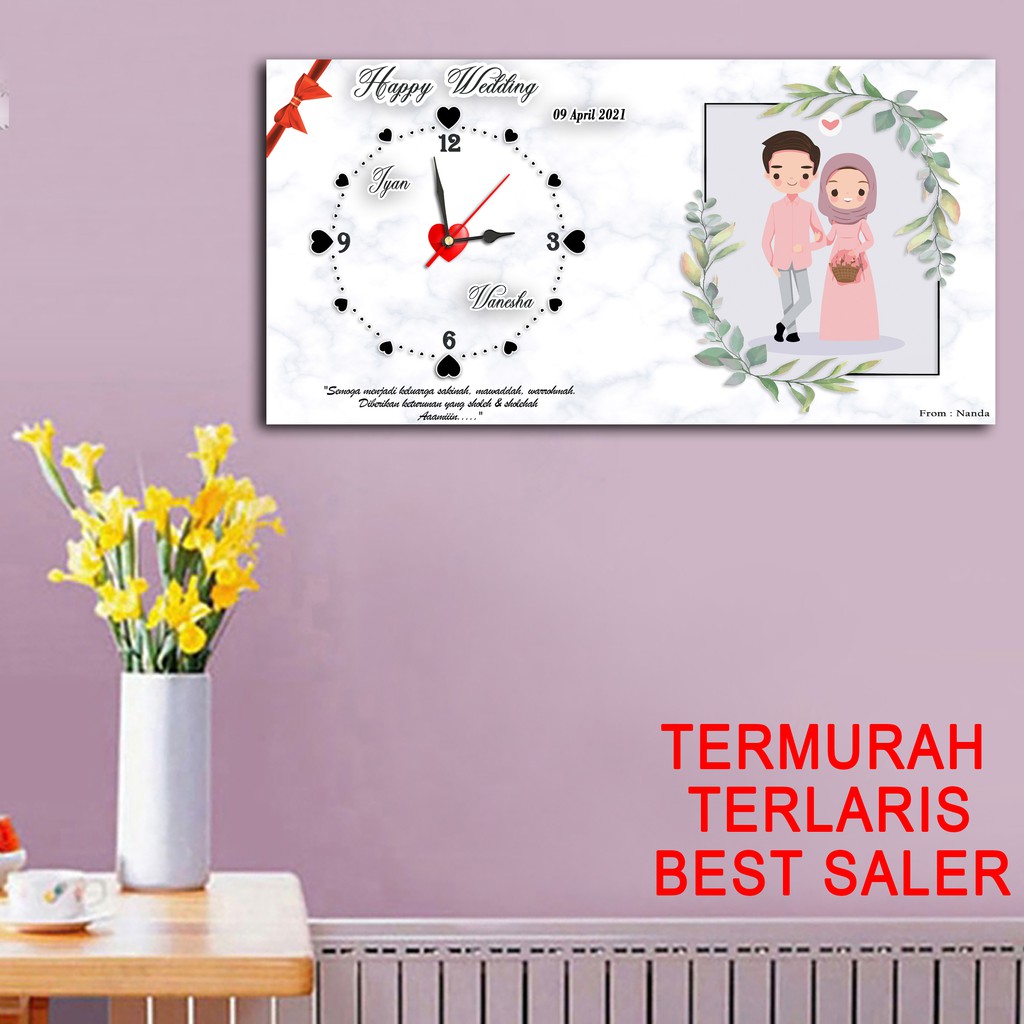 JAM DINDING CUSTOM UNIK KADO WEDDING ULANG TAHUN WISUDA GRADUATION KADO VALENTIN CETAK FOTO PRIBADI-2