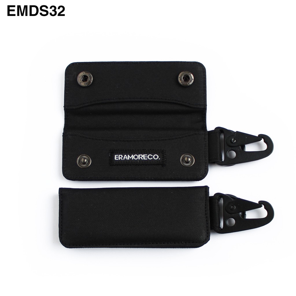 EMDS32 DOMPET STNK MOTOR MOBIL SLIM - GANTUNGAN KUNCI CARABINER HITAM