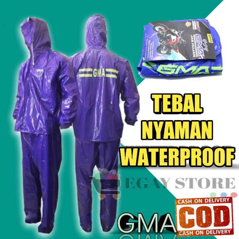 JAS HUJAN PRIA COWOK DEWASA SETELAN CELANA TEBAL ANTI TEMBUS REMBES AIR RAINCOAT WATERPROOF GMA