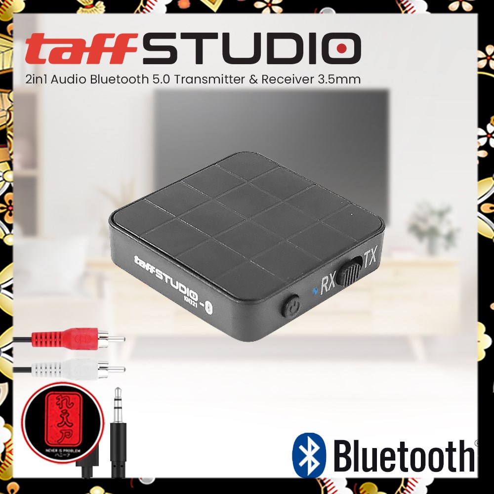 TaffSTUDIO 2 in 1 Audio Bluetooth 5.0 Transmitter &amp; Receiver 3.5mm - KN321 - Black