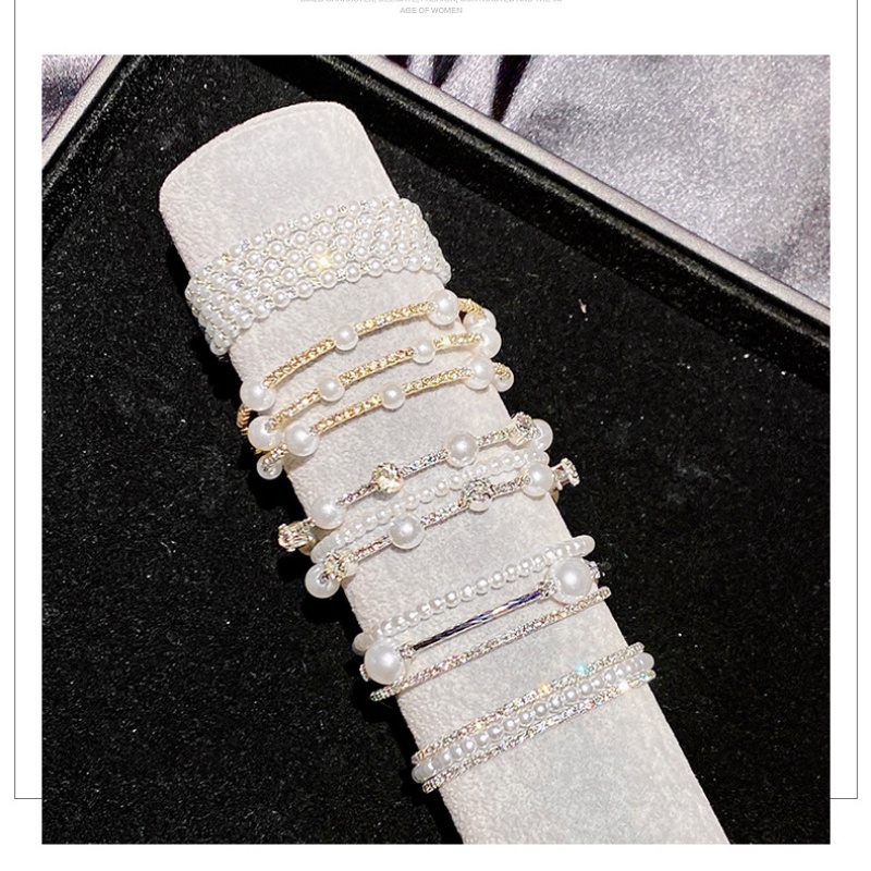 Gelang Mutiara Berlian Imitasi Model Double Layer Gaya Korea Retro