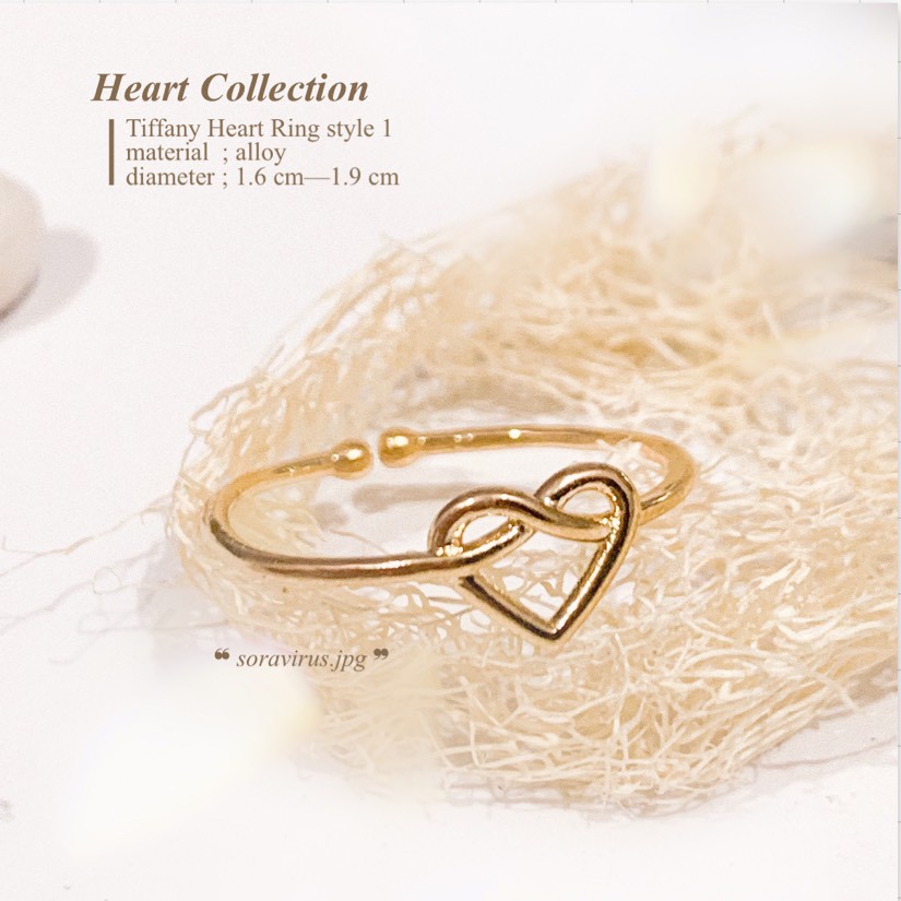 Tiffany Heart Collection (Kalung Cincin Hati Lucu Fashion Cantik Wanita Korea Silver Emas Impor)