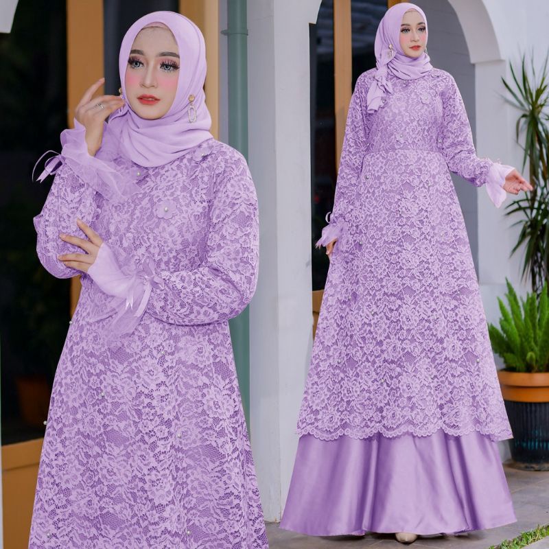 BAJU GAMIS DRESS PESTA NIKAH KONDANGAN SERAGAMAN BRIDESMAID UMROH NAIK HAJI WANITA MUSLIM FULL BRUKA