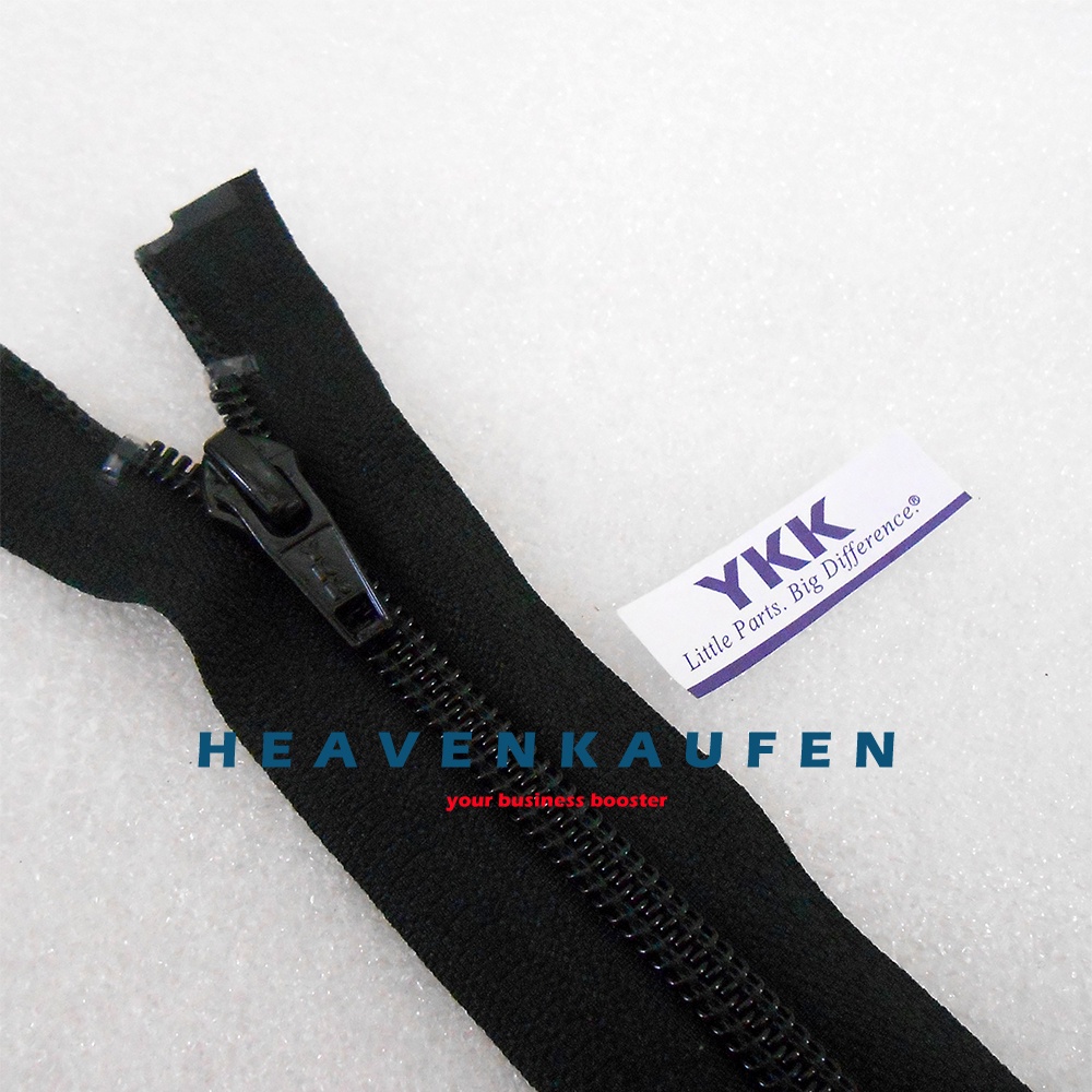 Resleting Zipper Jaket YKK Type Gigi Coil Halus 60 cm Atau 24 inch Hitam Open End Buka Lepas