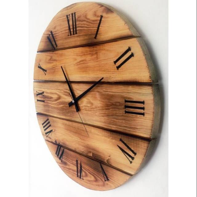 Jam dinding kayu jatibelanda romawi