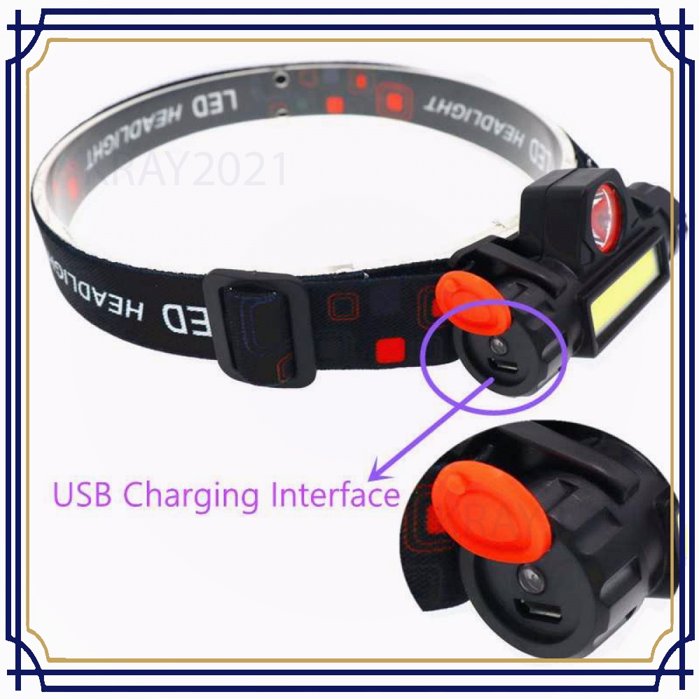 TaffLED Senter Kepala LED Headlight USB Rechargeable Q5 + COB - LE022