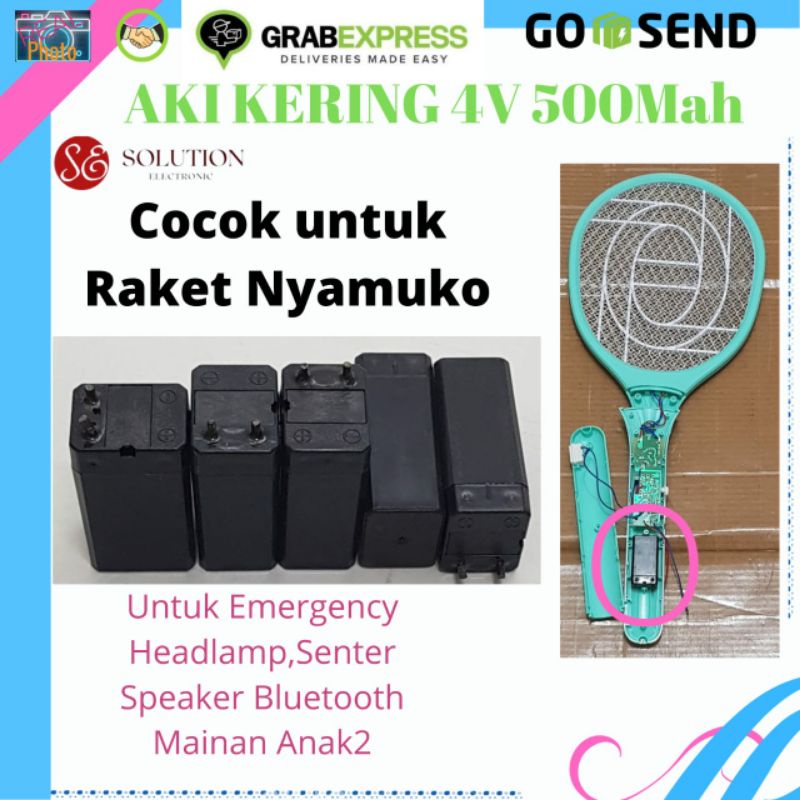 Baterai Aki Kering Raket Nyamuk 4 Volt 500Mah Untuk Senter Emergency Speaker Mini Bluetooth