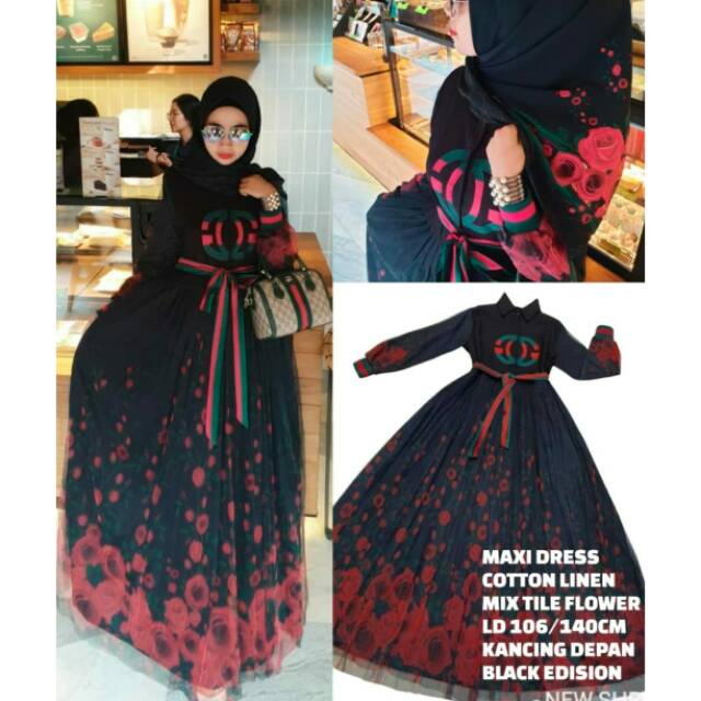 Gamis guccii flower ori SHR import