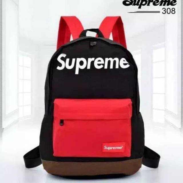 Pusat Grosir Tas Ransel Backpack Laki Laki Wanita Supreme 308 Murah 1 - merah