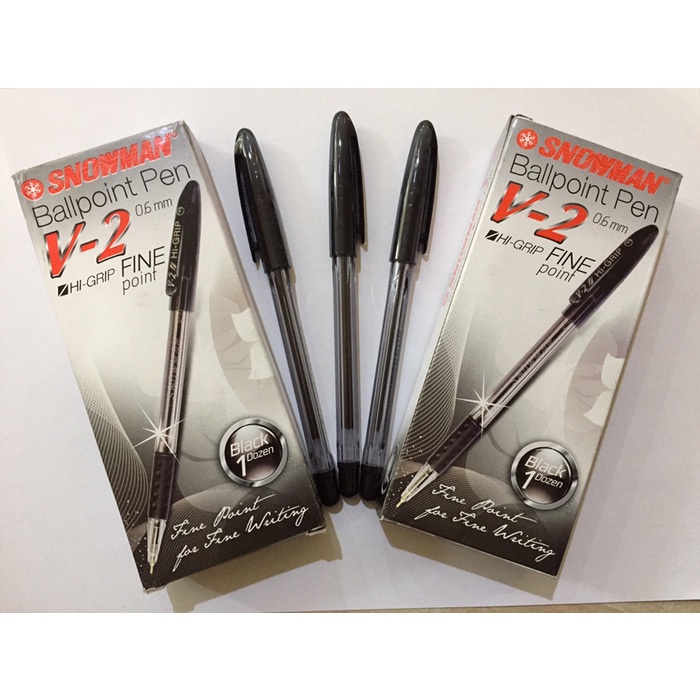 

Pulpen SNOWMAN V-2 Hi-Grip Fine Point 0.6 mm / Medium Point 1.0 mm Isi 12 pcs