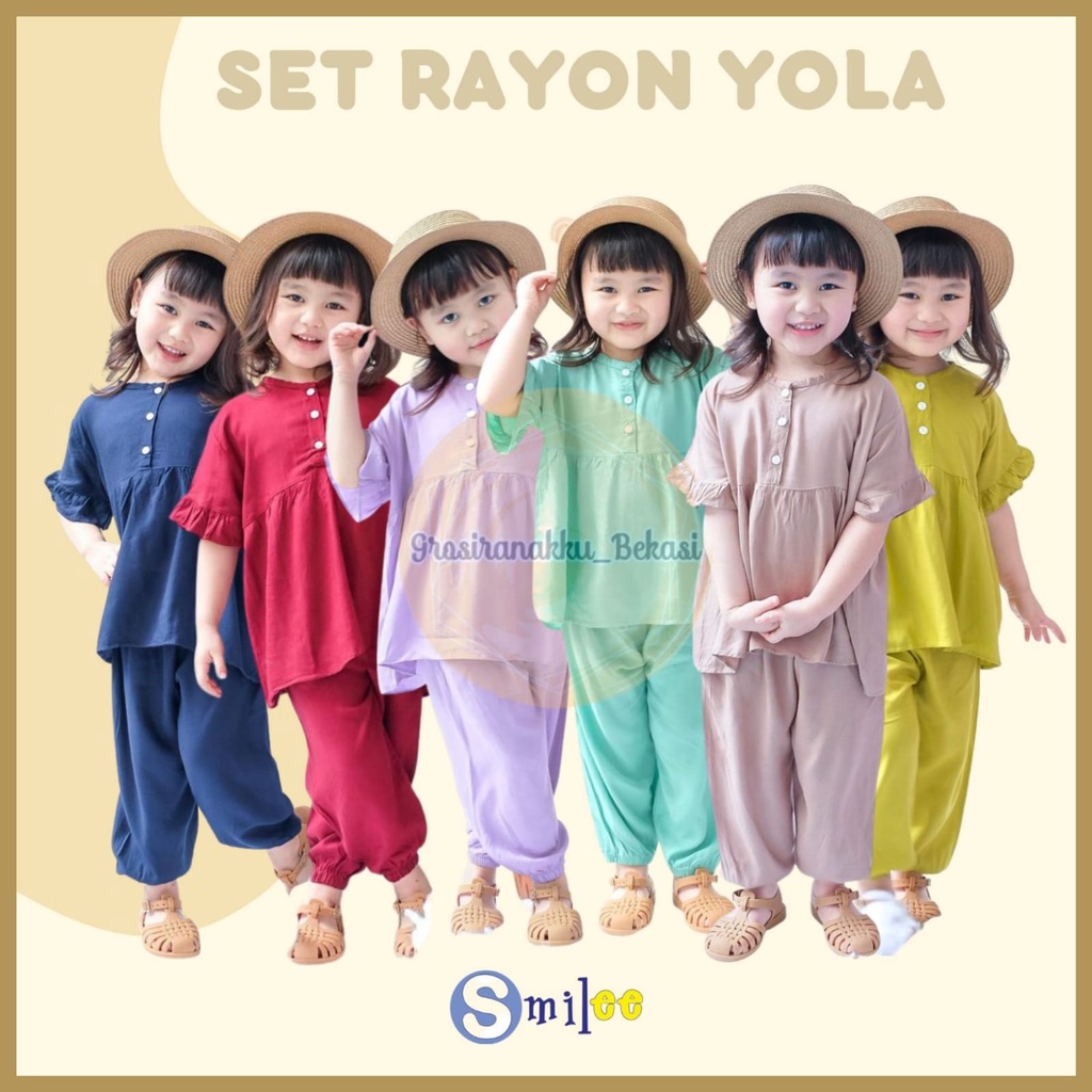 Setelan Anak Rayon Polos Smilee Yola Mix Warna Size 1-5Th