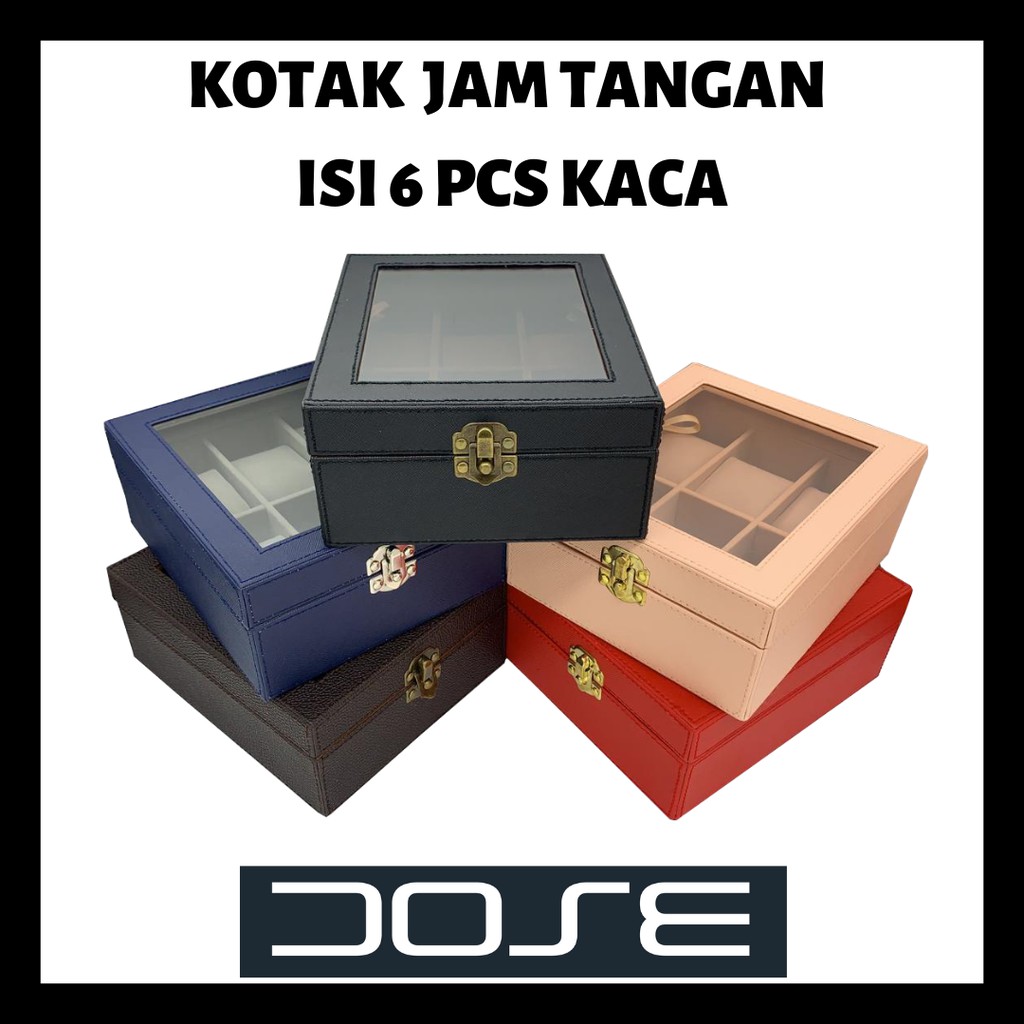  Kotak  Tempat Jam Tangan KACA isi 6 Pcs Ukuran  Jam Tangan 