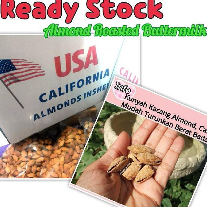 

1Kg Almond Roasted ( Panggang ) USA - California murah bakar in shell