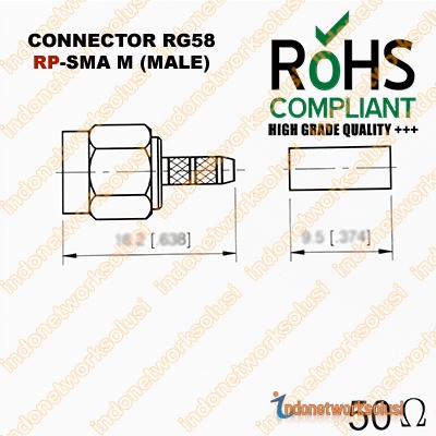 KONEKTOR CONNECTOR RG58 RP-SMA M (MALE)