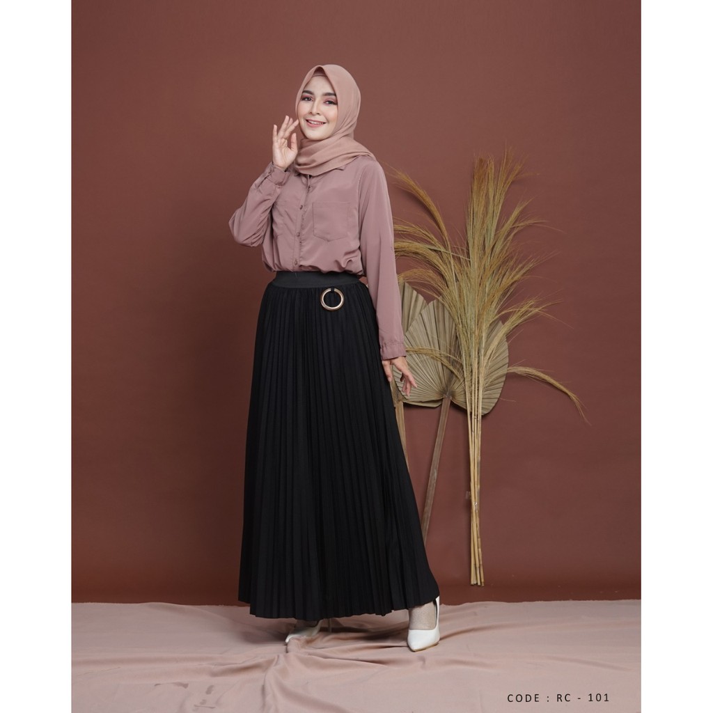 Rok Plisket Premium Umbrella Tebal Bahan Lemon Skin | Kireina Fashion