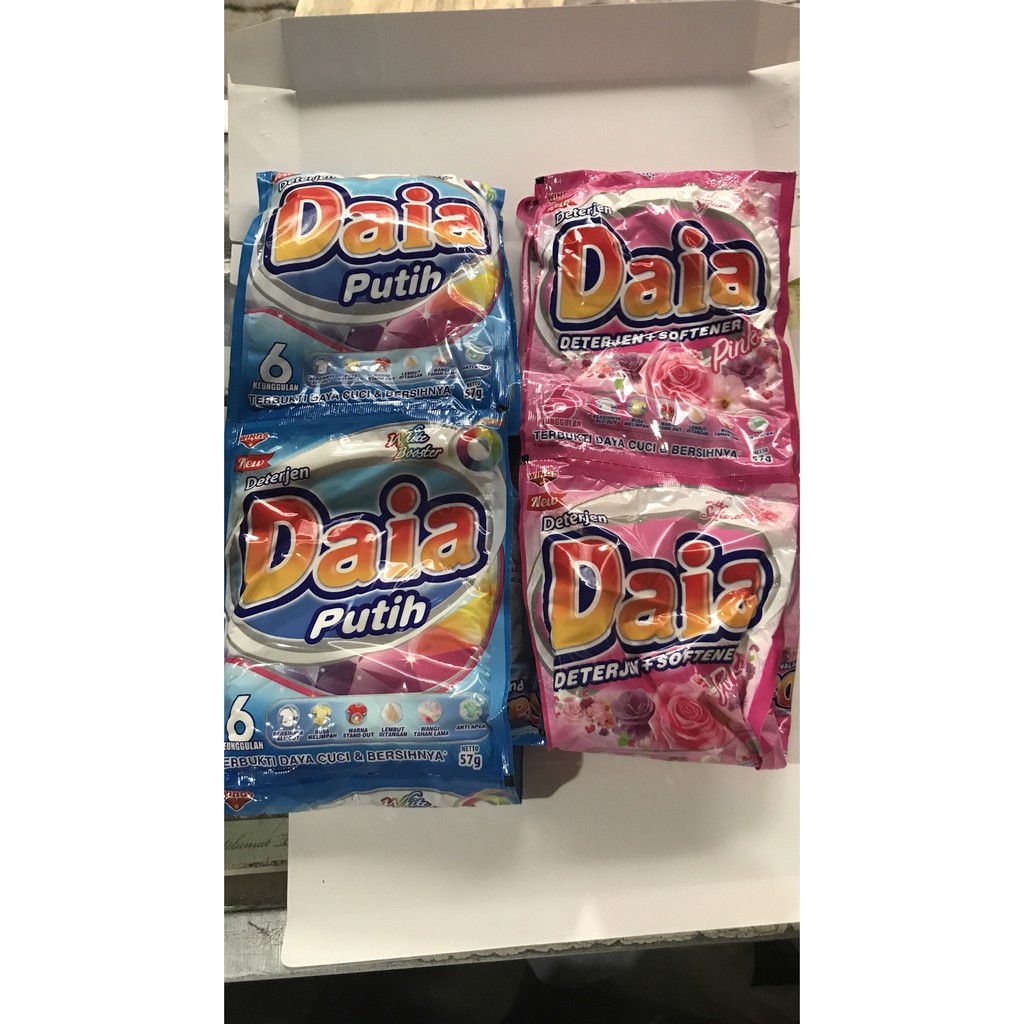 

PROMO DETERGEN DAIA 1 RENCENG 6 SACHET BUNGKUS PCS BKS PUTIH PINK MERAH 57GR TERMURAH