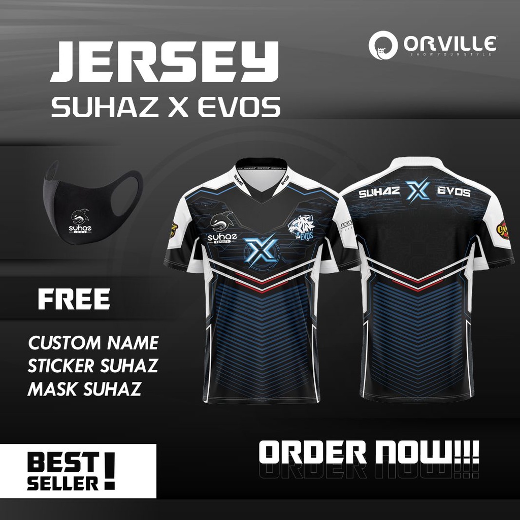 JERSEY T-SHIRT EVOS SUHAZ TERBARU 2021 / FREE NICKNAME / FREE MASK & STICKER
