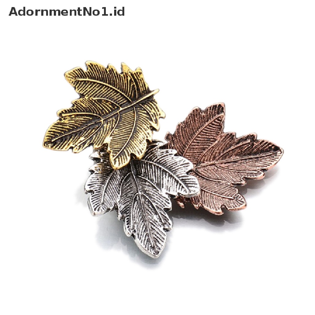 (AdornmentNo1) Bros / Pin Vintage Bentuk Daun Maple Lapis Silver / Gold Untuk Aksesoris Wanita / Pesta / Dansa