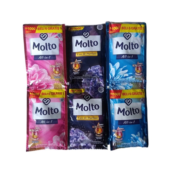 Molto Pewangi Pakaian Sachet Renteng 20ml Isi 6pc Sachet /  Molto Sachet 1000an Renceng Molto 1000