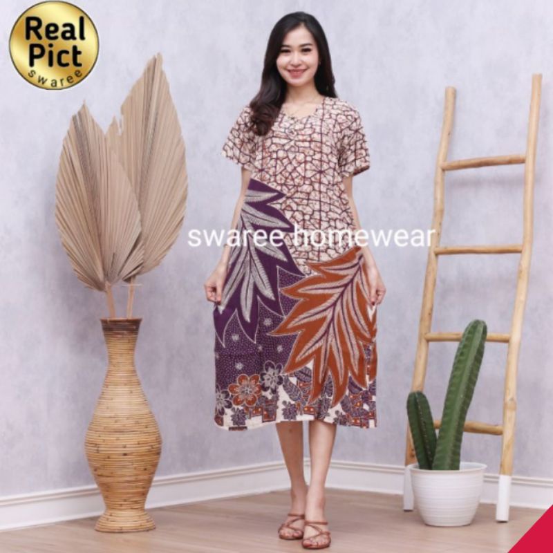 Baju Wanita Kekinian Pakaian Remaja Perempuan Cewek Dewasa Lengan Pendek Busui Ibu Menyusui Bahan Rayon Model Fashion Busui Friendly Casual Santai Tidur Harga Grosir Murah Terbaru Modis Ukuran Size LD105 Dress Motif Batik Pekalongan Bisa COD Gratis Ongkir