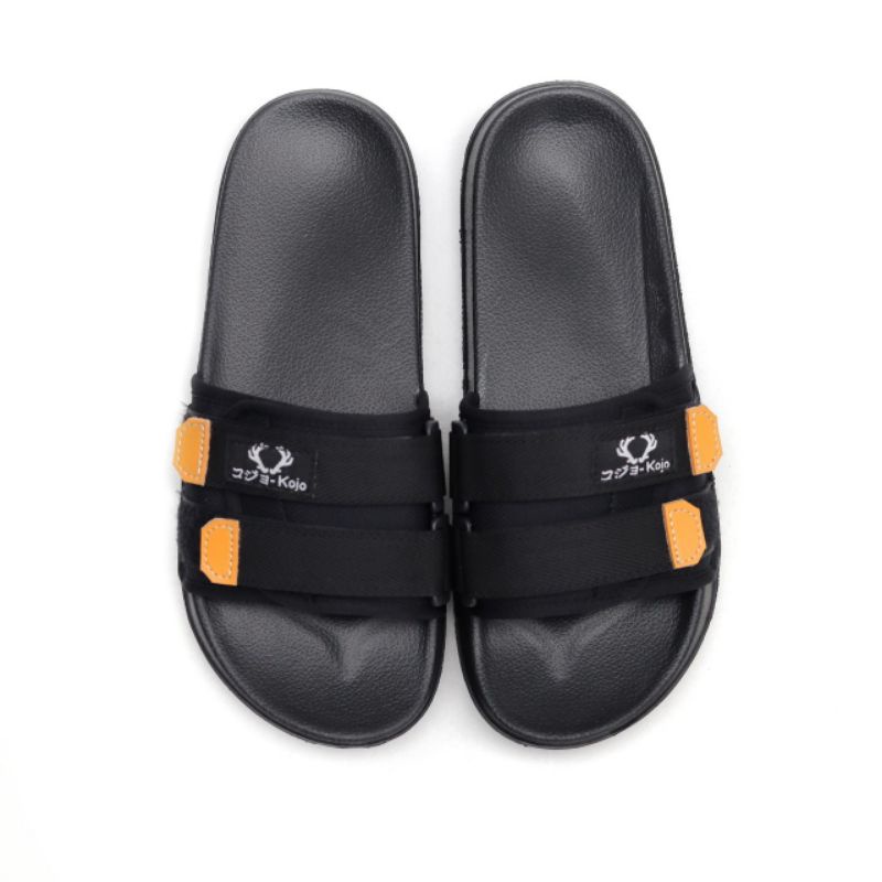 HANZO BLACK| Sandal Slide fashion hitam/sandal pria/ Slop Pria BAYAR DI TEMPAT Sandal Slip On Pria 05