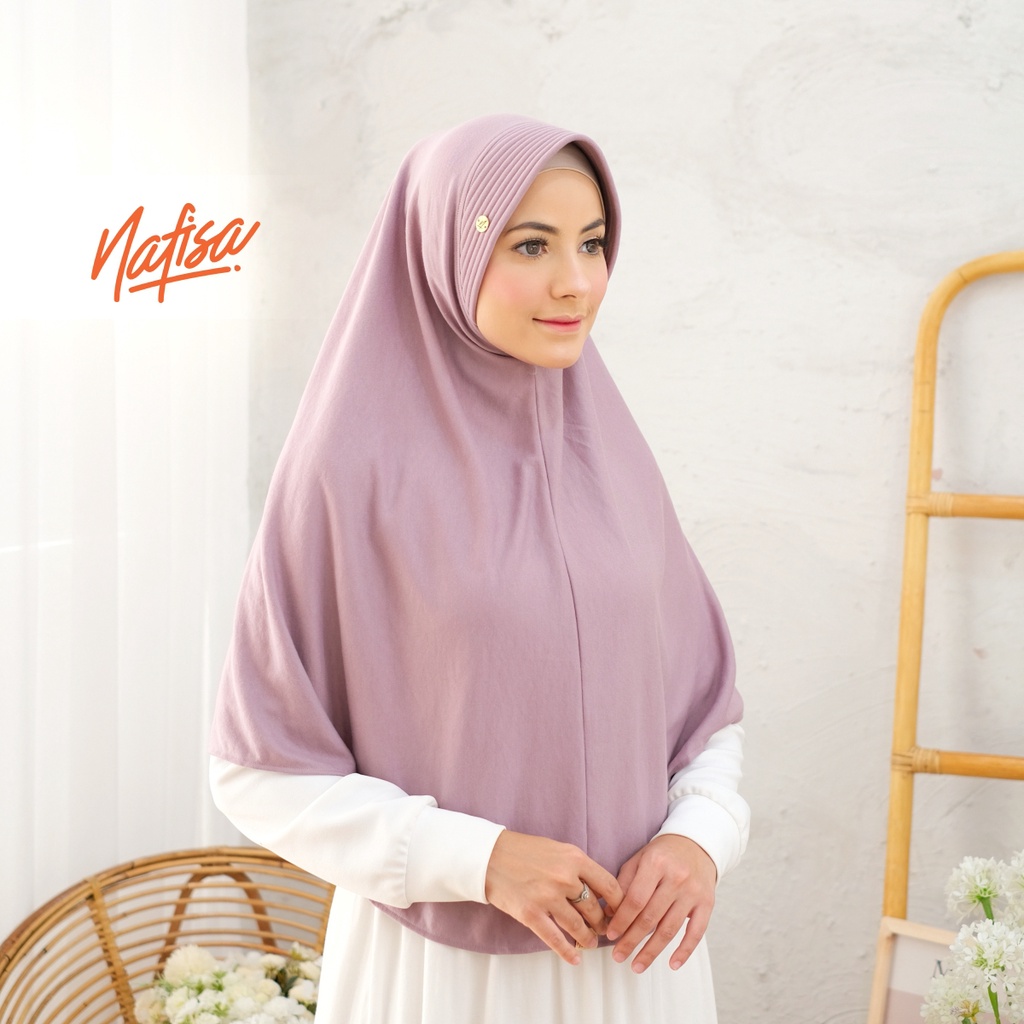 Nafisa Instan Azqila Premium - Hijab Instan Jilbab Bergo Bahan Kaos & Lycra High Quality Part 1-Flint (PE)