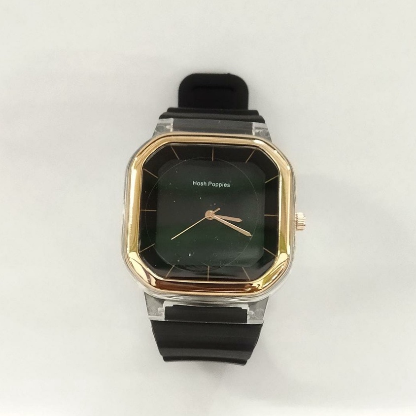 MKL - Jam Wanita Hosh Poppies Kotak Rubber Crono off Type HP60 JT036-HITAM