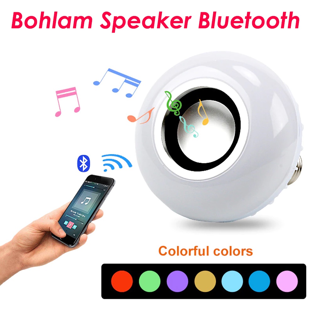 Bohlam Speaker Musik Bluetooth 2 in 1 Lampu Speaker LED