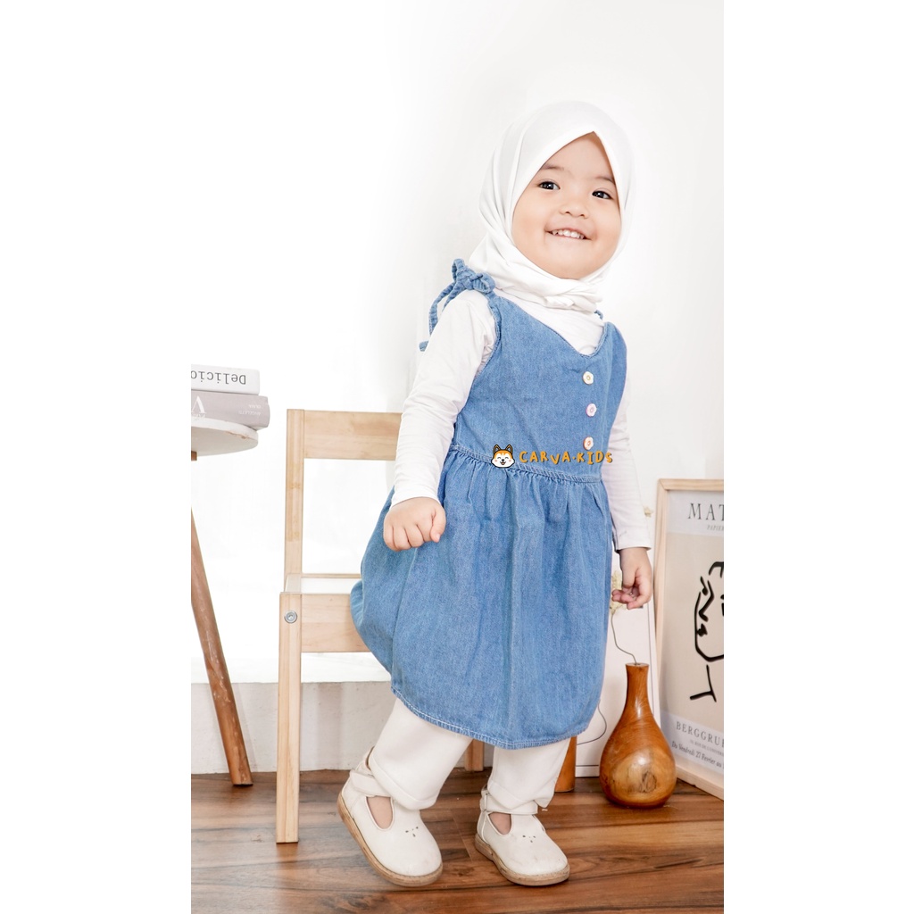 patch bordir dress anak perempuan korea dress anak cewek jeans dress anak andin original denim 1-7 tahun