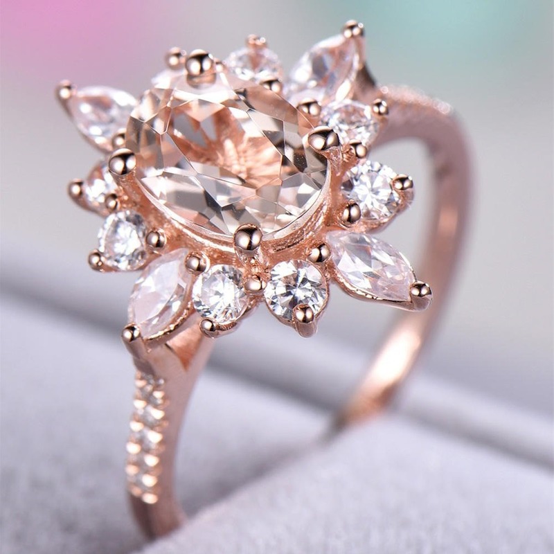 Baru Diamond Ring Kreatif 18K Rose Gold Plating