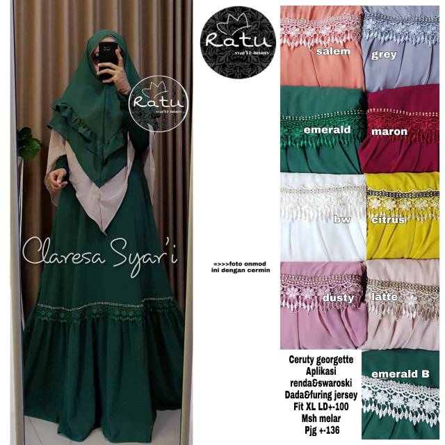 RHS ~ claresa syari gamis pesta syari premium jumbo ori solo by ratu hijab