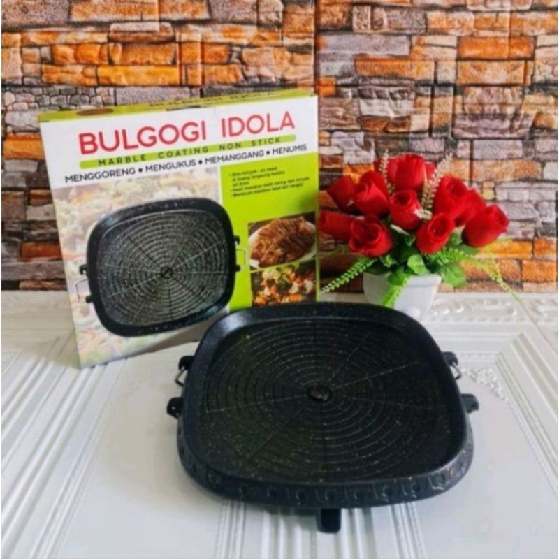 Bulgogi pan alat pemanggang steak bebas kolesterol / bulgogi marbel / bulgogi teflon